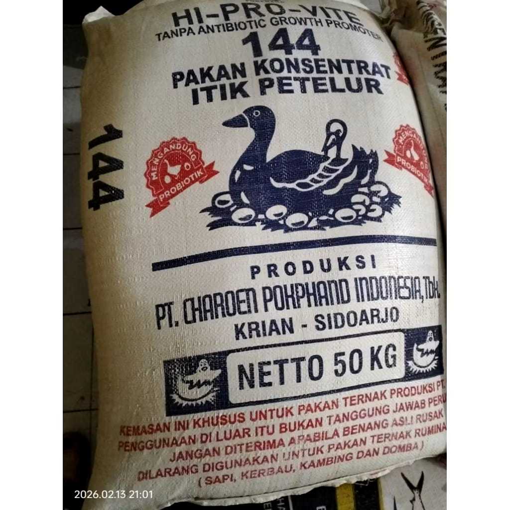 CHAROEN POKPHAND Konsentrat Bebek Petelur 144 Meningkatkan Produksi Telur 1 KG
