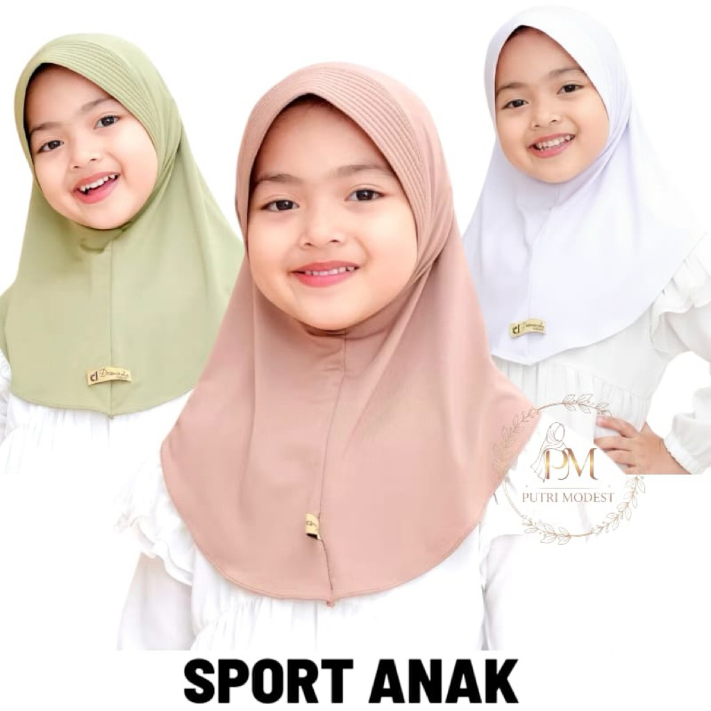 KERUDUNG SPORT ANAK USIA 3-6 Tahun Ori By NOUKA Collection |Putri.Modest