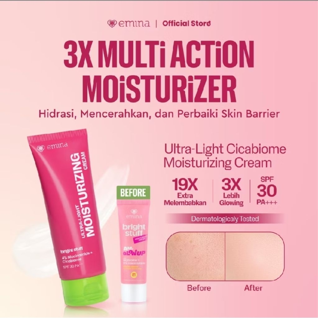 Emina Bright Stuff Cream Paket Siang & Cream Malam