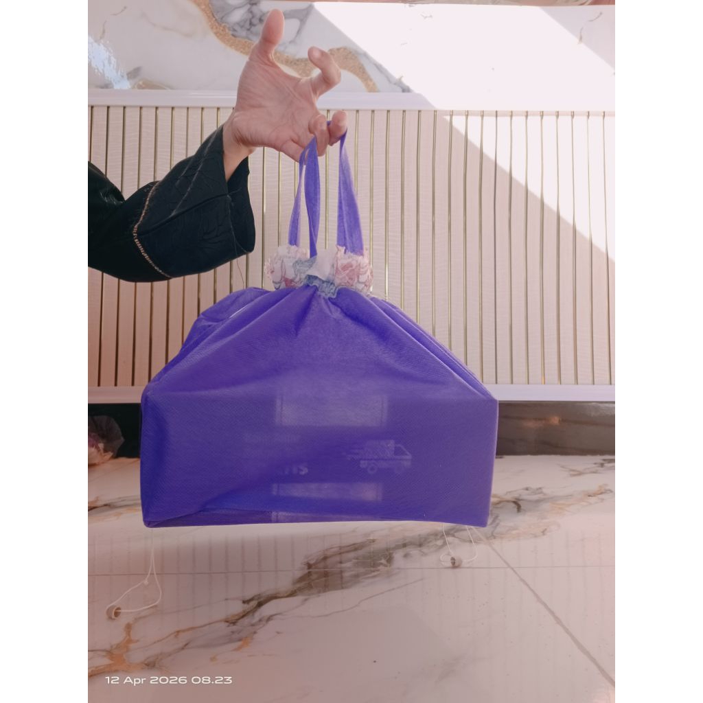 (12 Pcs) Tas Hajatan Serut Polos/Tas Spunbond Hajatan Serut Polos