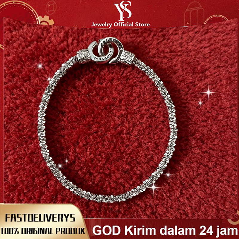 YSJewelry Gelang Tangan Wanita Desain Ganda Perak Anti Karat Kirim 24 Jam