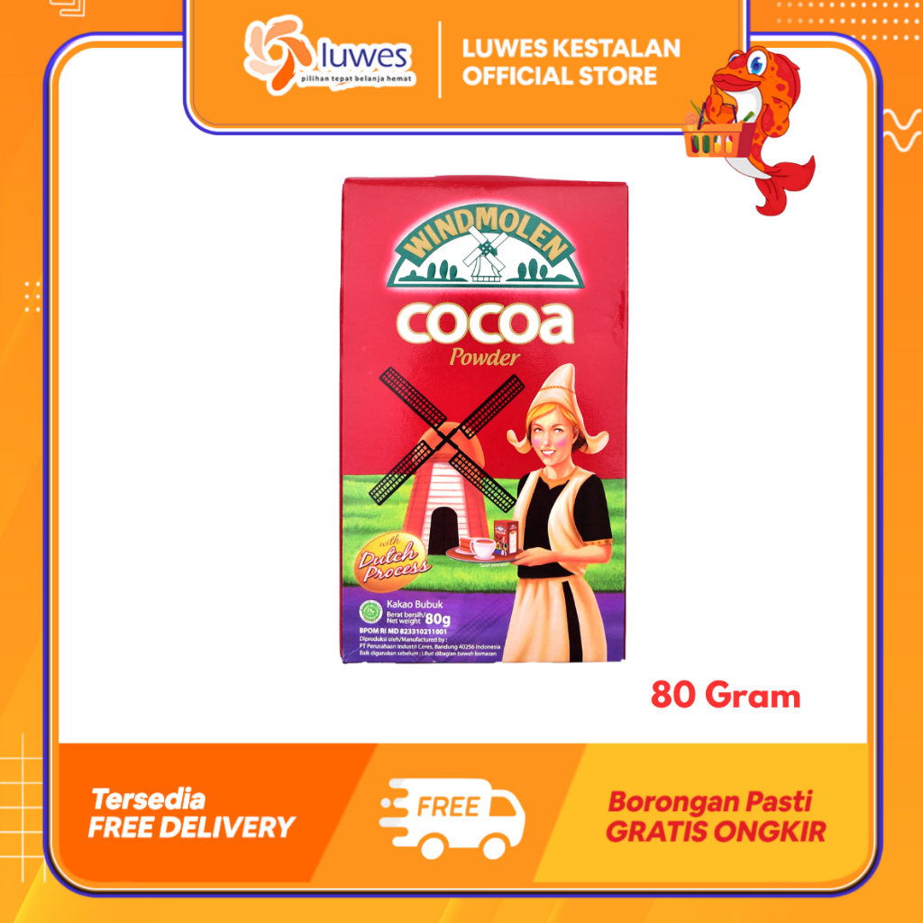 (LUWES) Windmolen Cocoa Powder 80 Gram | Bubuk Coklat Cocoa Windmolen 80 Gram | Bubuk Coklat Windmol