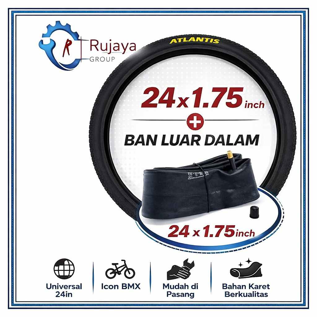ban luar dalam Sepeda 24 X 1.75 Atlantis sepeda 24 siap pakai