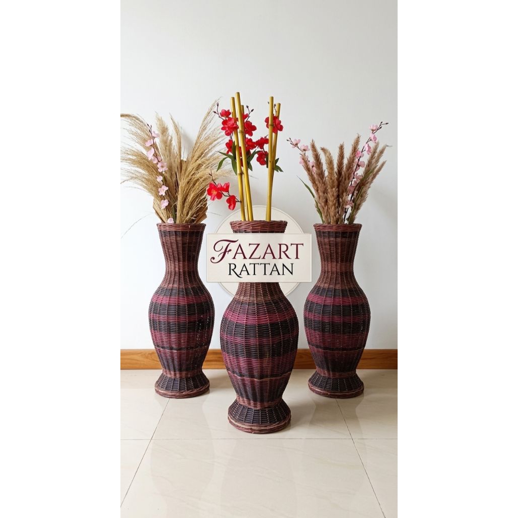 Guci Rotan /vas bunga rotan sintetis 50cm