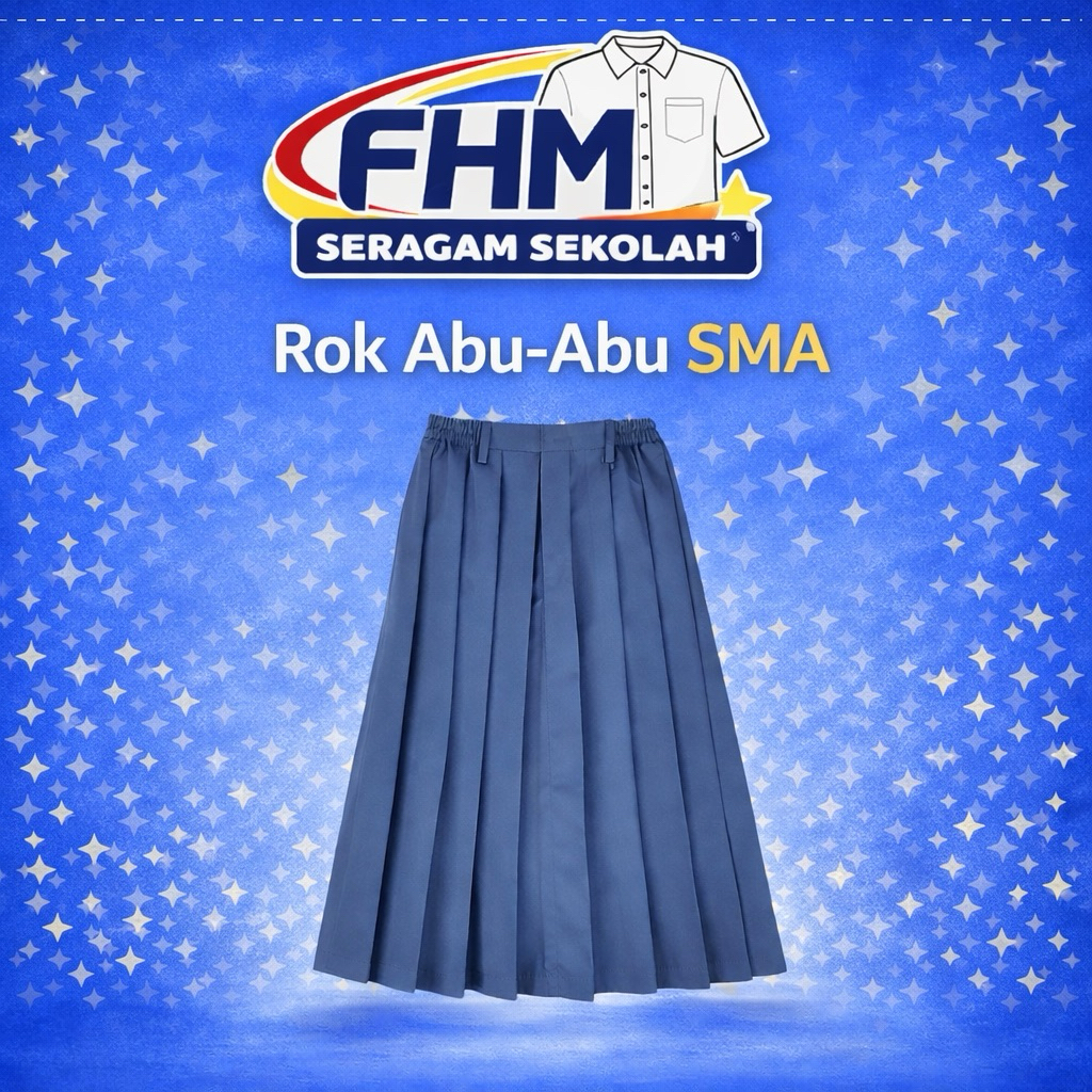 Rok Rempel SMA Abu Abu Panjang Rok Sekolah SMA Pinggang Karet Seragam SMA Rok Abu Abu Cewe Perempuan