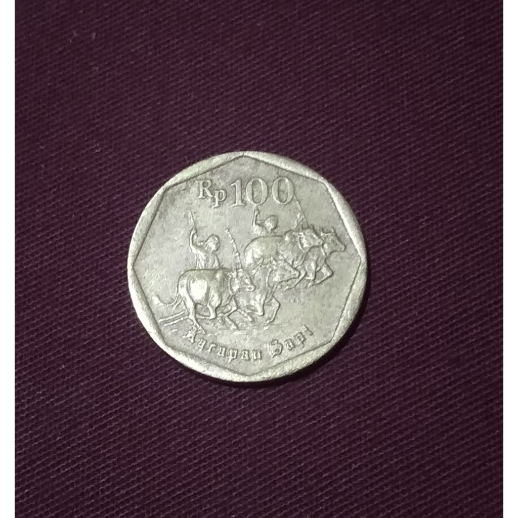 Koin Lawas Indonesia 100 Rp Karapan Sapi