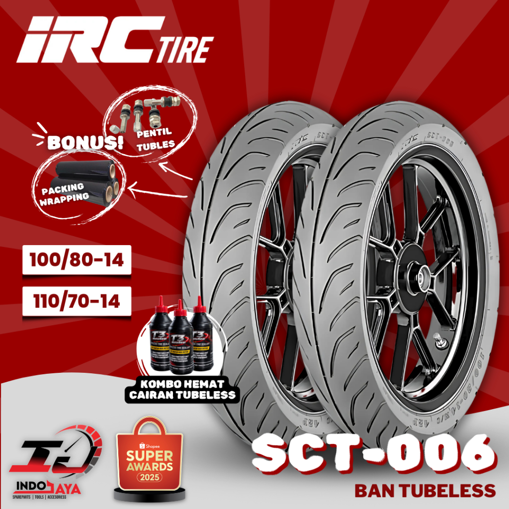 [READY COD] BAN LUAR TUBELESS IRC SCT-006 (100/80-14 / 110/70-14) BAN LUAR MOTOR MATIC / VARIO / NEX