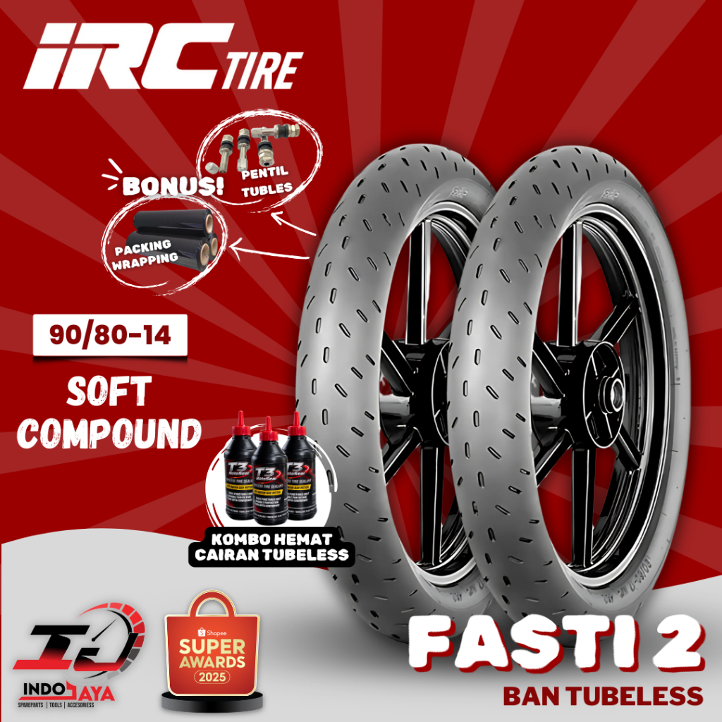 [READY COD] BAN LUAR IRC TUBELESS SOFT COMPOUND FASTI 2 (90/80-14) BAN BALAP MATIC FFA / BAN RACING 