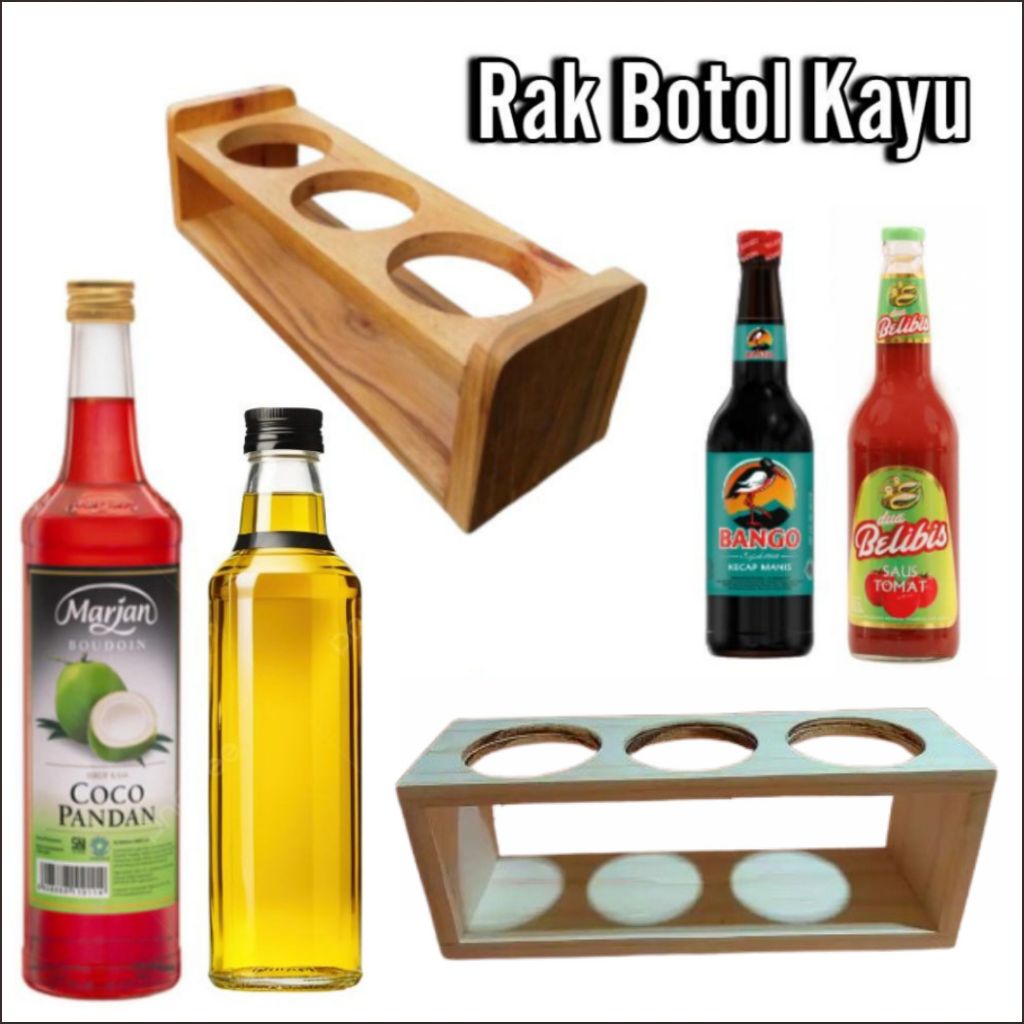 Rak Botol Kayu Model Bulat | Rak Botol Kecap Minuman