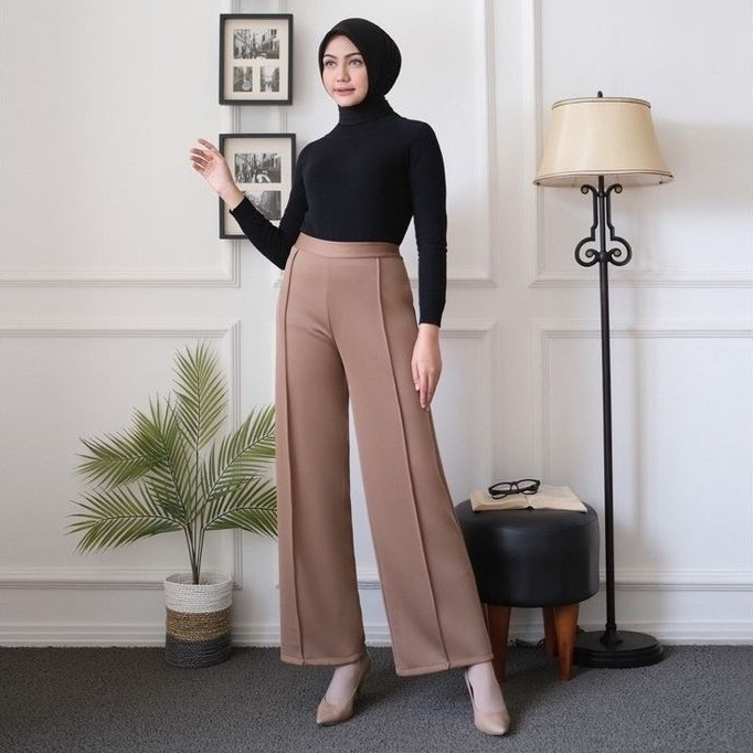 Kulot Scuba Cubit Premium wanita Celana Kulot Putih Highwaist Jumbo Bawahan Celana Kulot Wanita