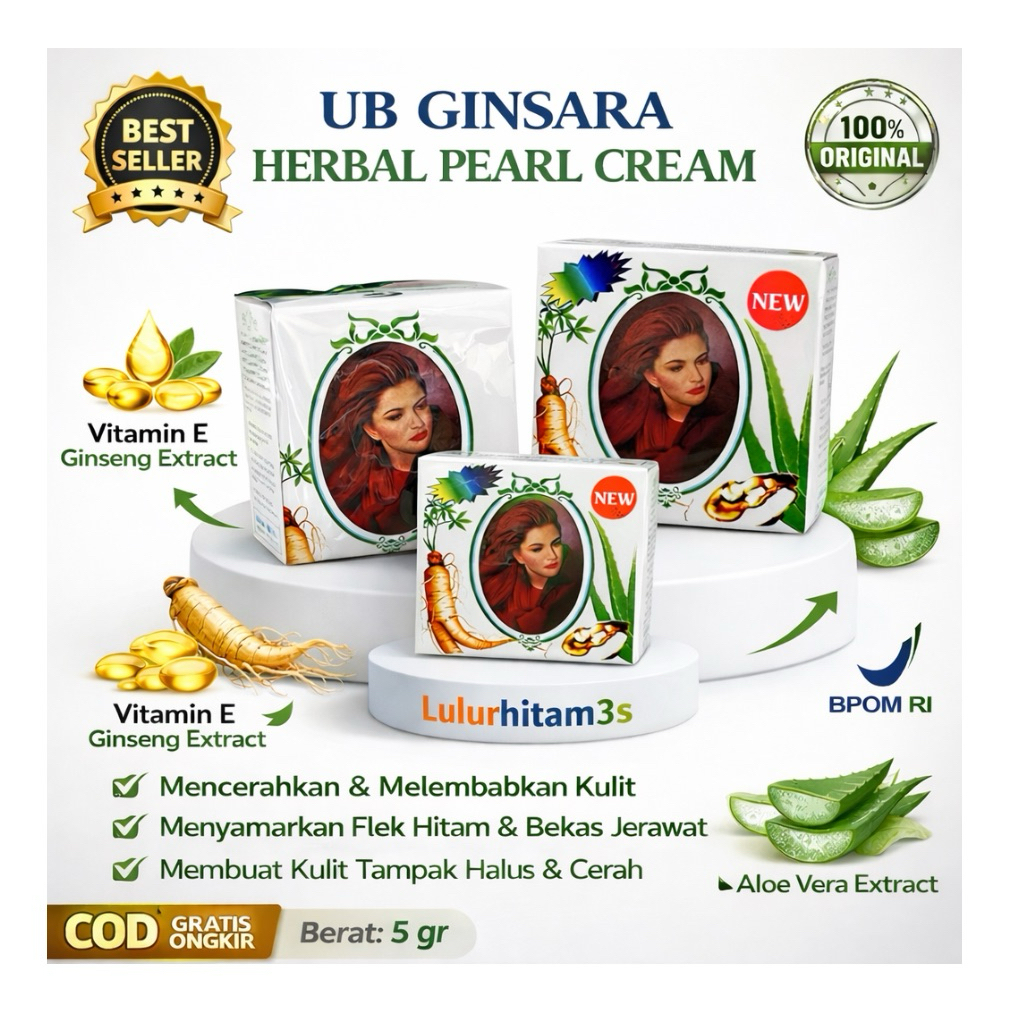 kelly ub Krim Wajah Ginsara 5g - Mencerahkan & Melembapkan Kulit