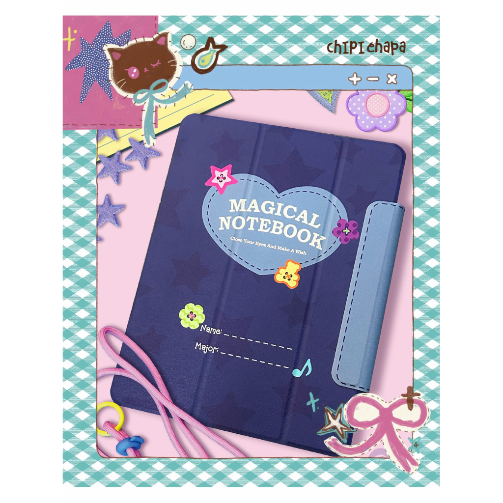 CHIPI CHAPA Rubbies Room Magical Notebook iPad Case – Magnetic Book Style Cover with Pencil Holder |