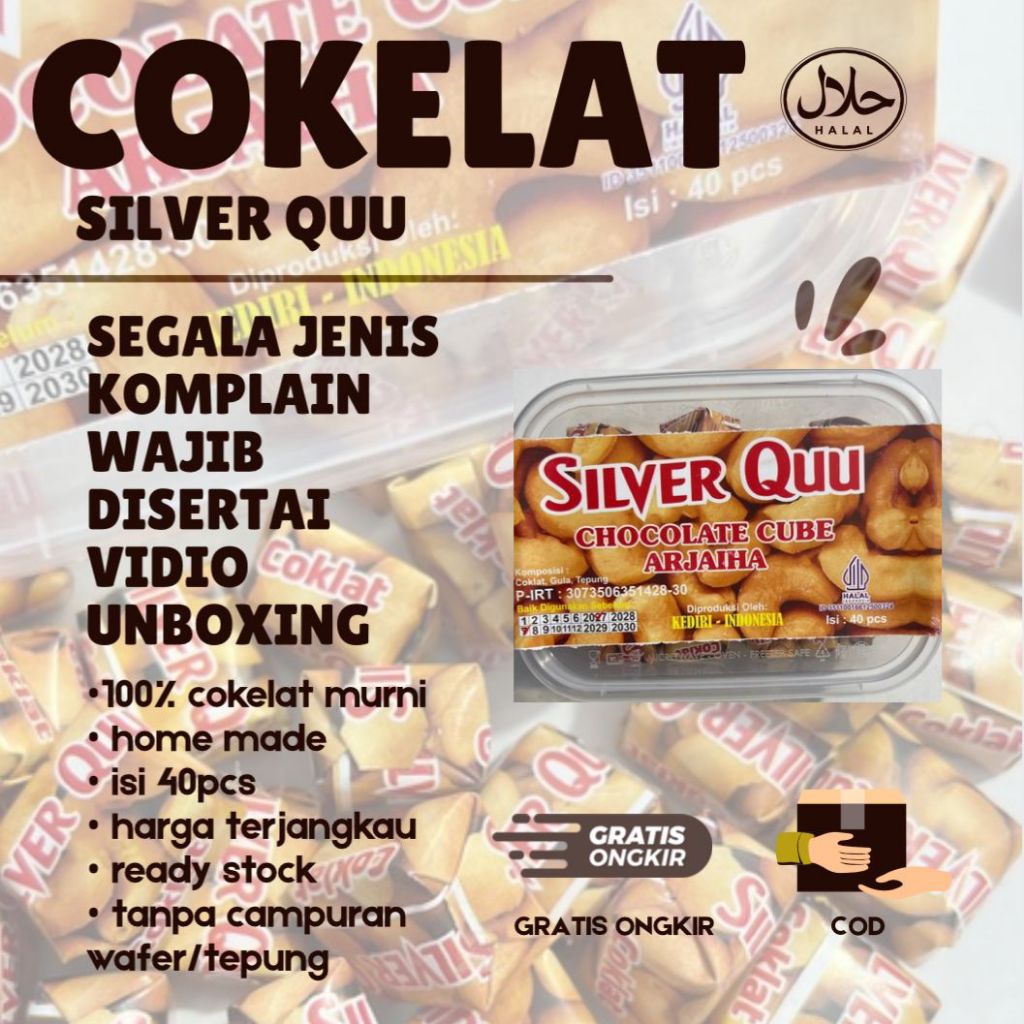 Cokelat Silverqu viral bukan Silverqueen 1 box isi 40 pcs