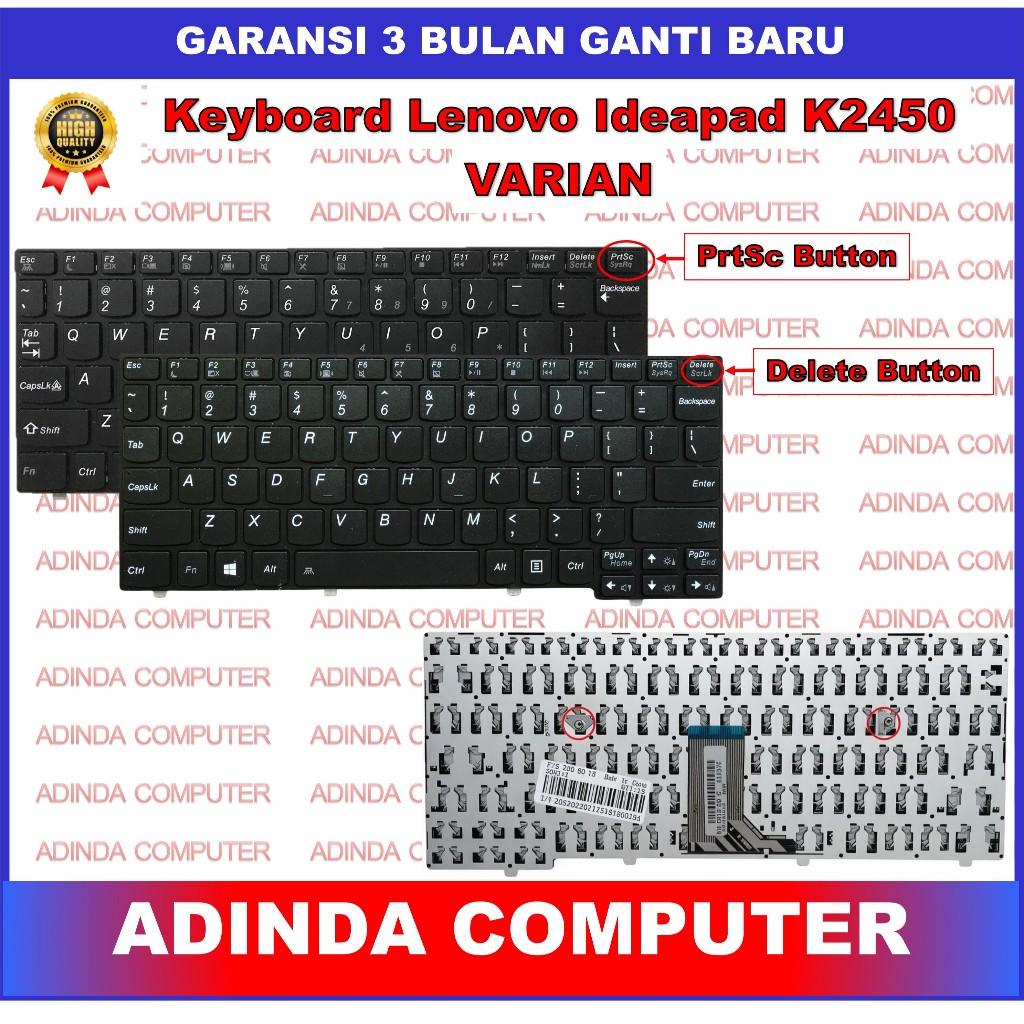 Keyboard Lenovo Ideapad K2450 K2450A K2450H K2450-4500U K20-30 K20-35 K20-40 Tombol FN