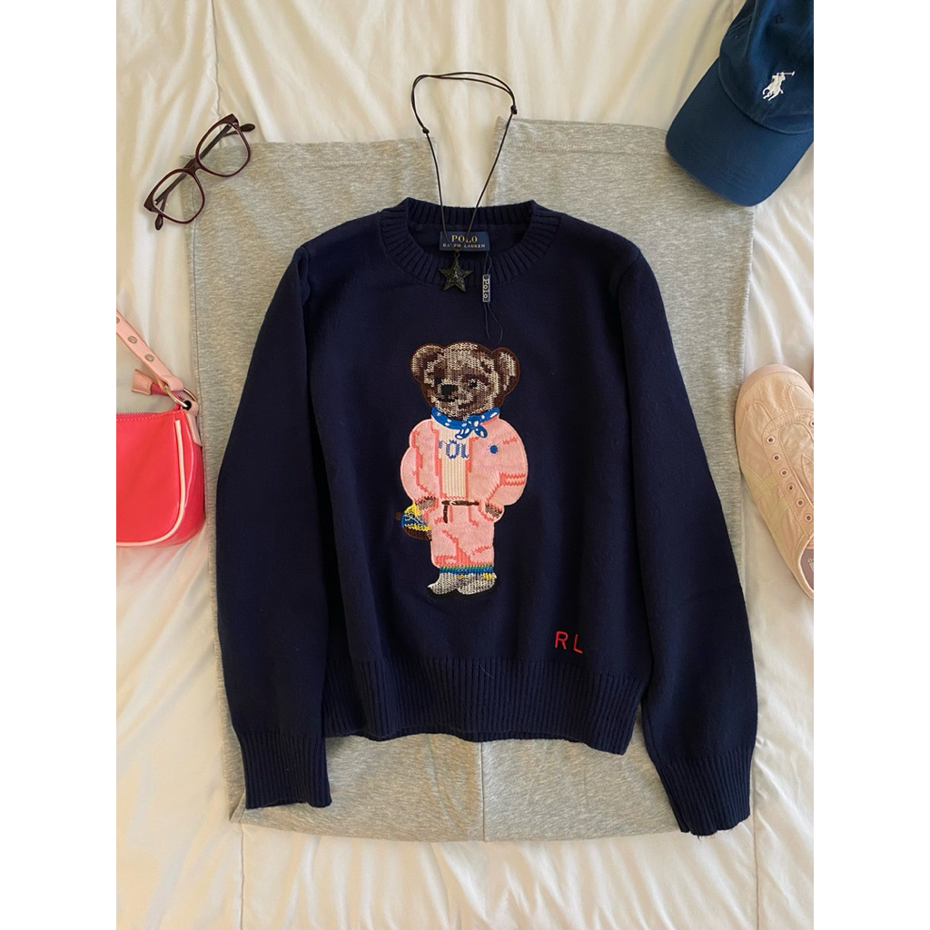 Ralp lauren navy sweater bear