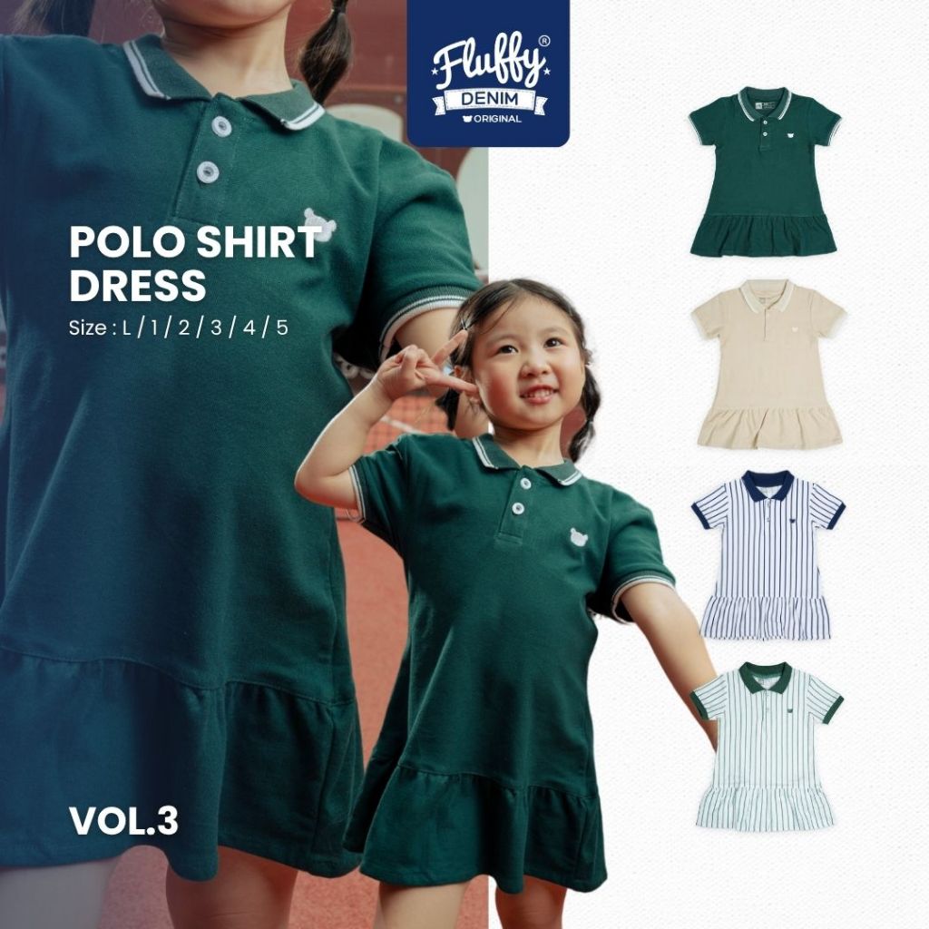 FLUFFY Dress Anak - Polo Shirt Dress - Fluffy Denim Original Vol.3
