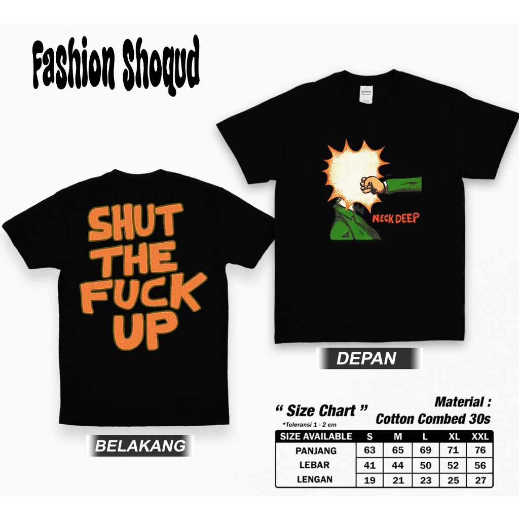 T-shirt Band Neck Deep STFU Unisex Lengan Pendek