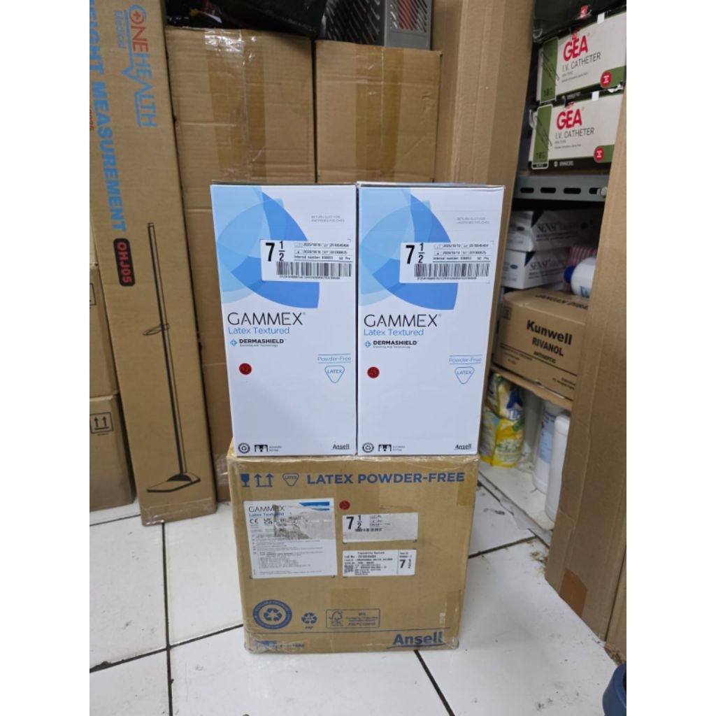 GAMMEX sarung tangan 7 ¹/² Latex Textured Powder Free Gammex
