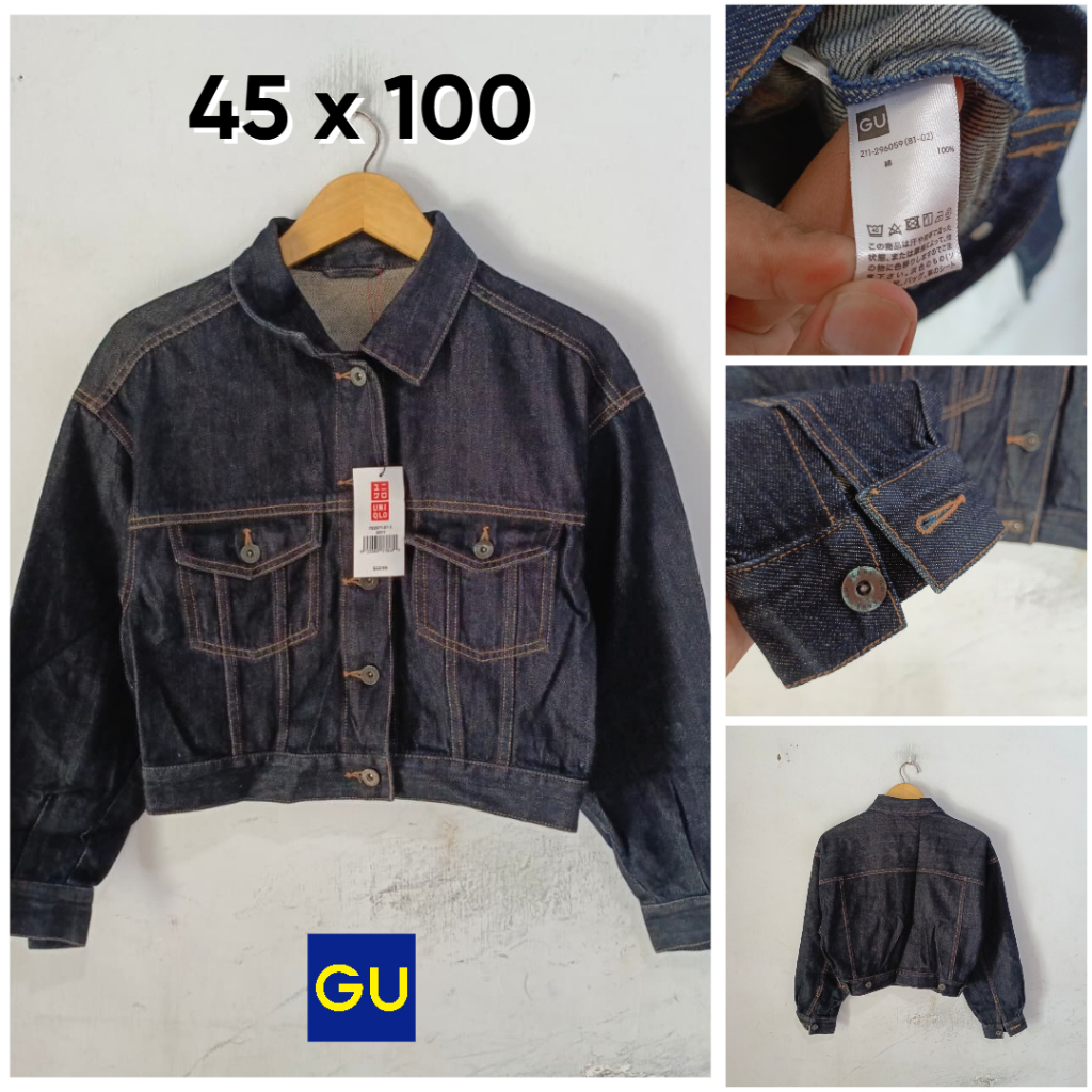 Jaket Denim GU Jeans Size M Wanita Atasan Cewek KL537