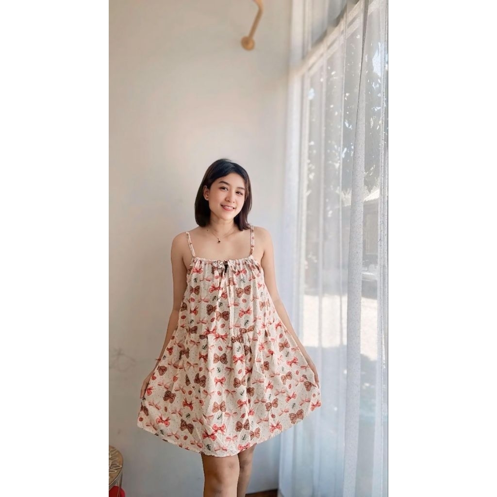 Daster Lobak Bali busui Serut Rayon Premium Motif Kekinian Wanita Dress Pendek Kotak Tidur Busui Pan