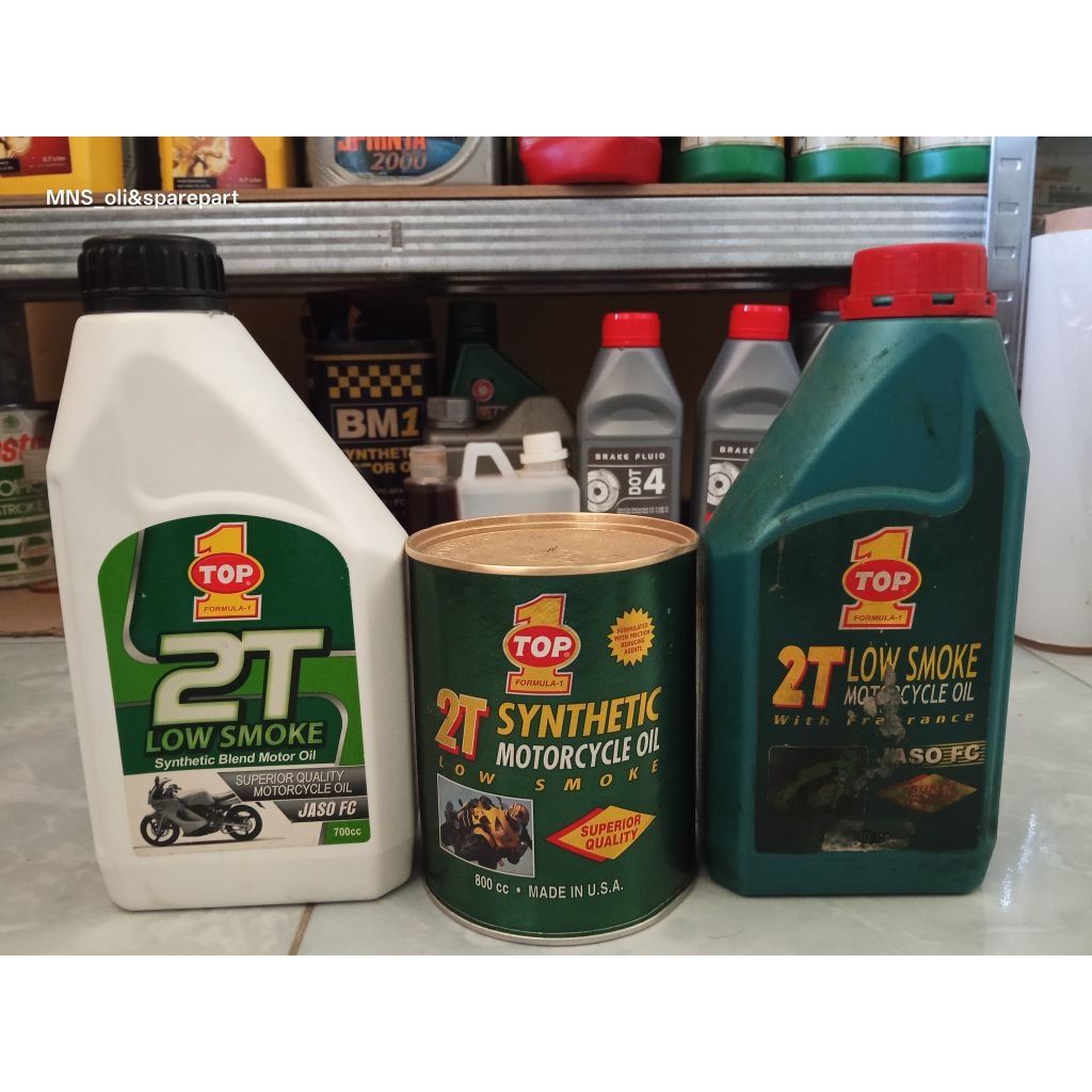 oli samping top1 2T low smoke synthetic blend stok lama