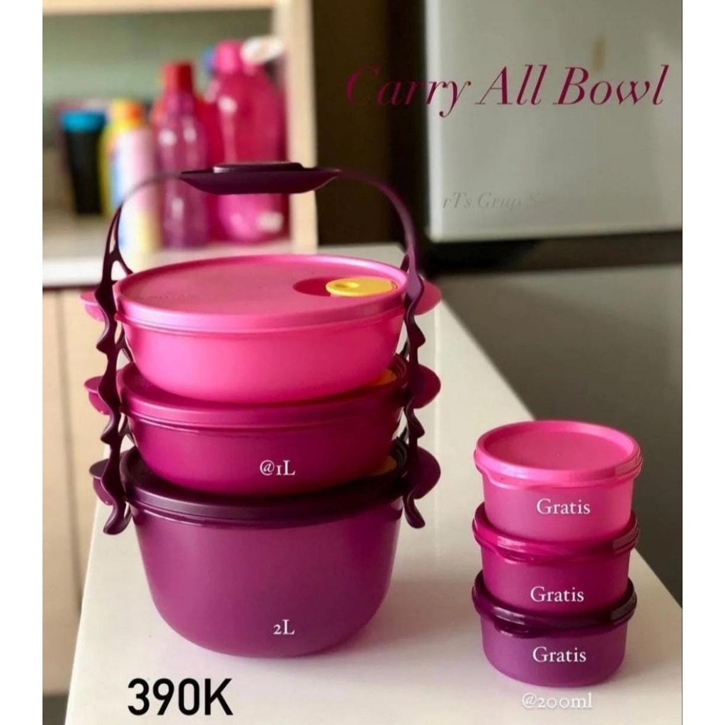 TUPPERWARE ORI NEW 100% CARRY ALL BOWL / RANTANG 3 SUSUN / MICOWAVEBLE