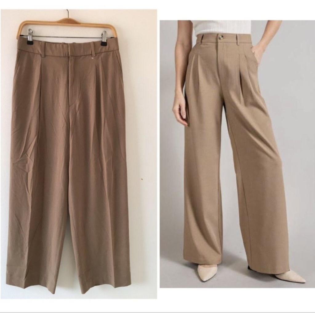 Uniqlo Pleated Wide Pants Brown M