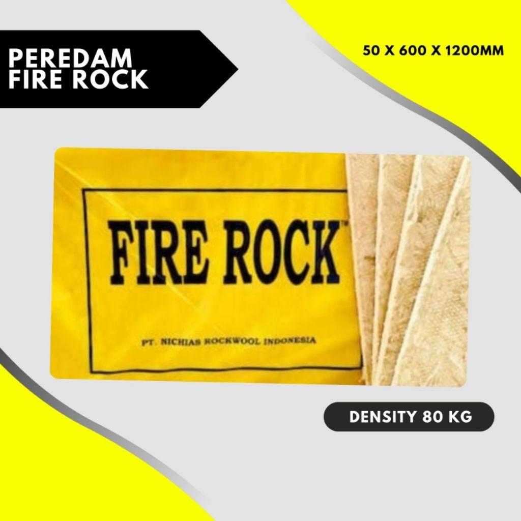 Rockwool Firerock Density 80 kg/m3 / Firerock peredam suara 60 x 120 / Peredam density 80 / Rockwool