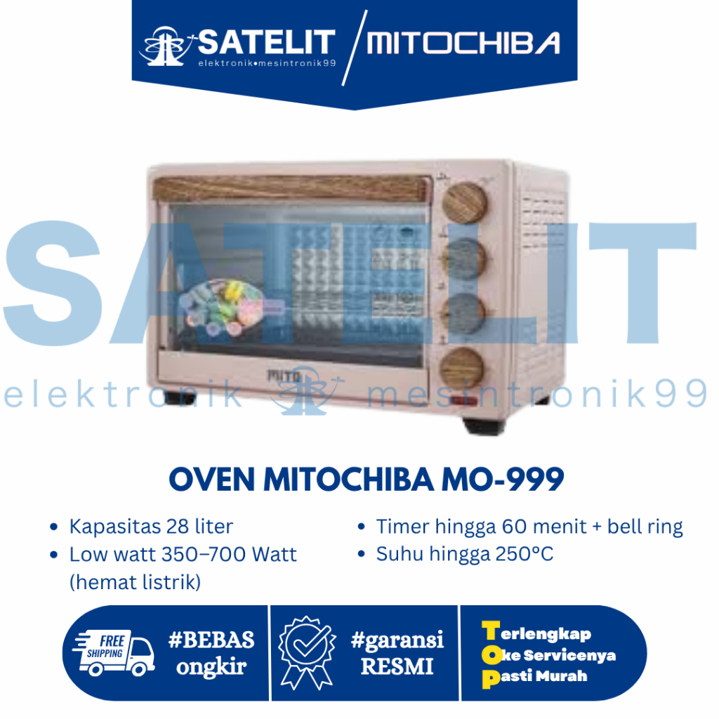 OVEN MITOCHIBA MO-999 28L | Oven Listrik Low Watt 350W Rotisserie Convection