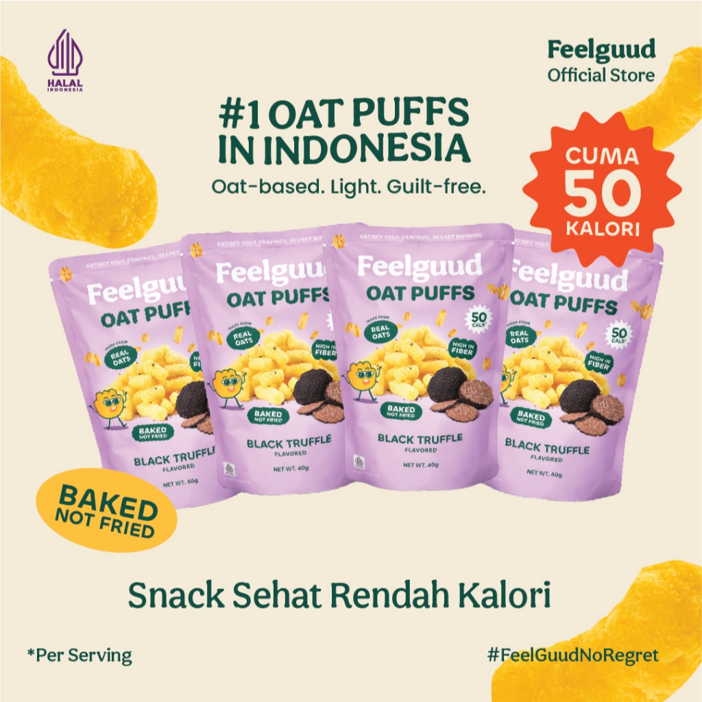 Feelguud Snack Sehat - Bundle isi 4 x 40g - Keju Cheddar + Rumput Laut + Jagung Bakar + Black Truffl