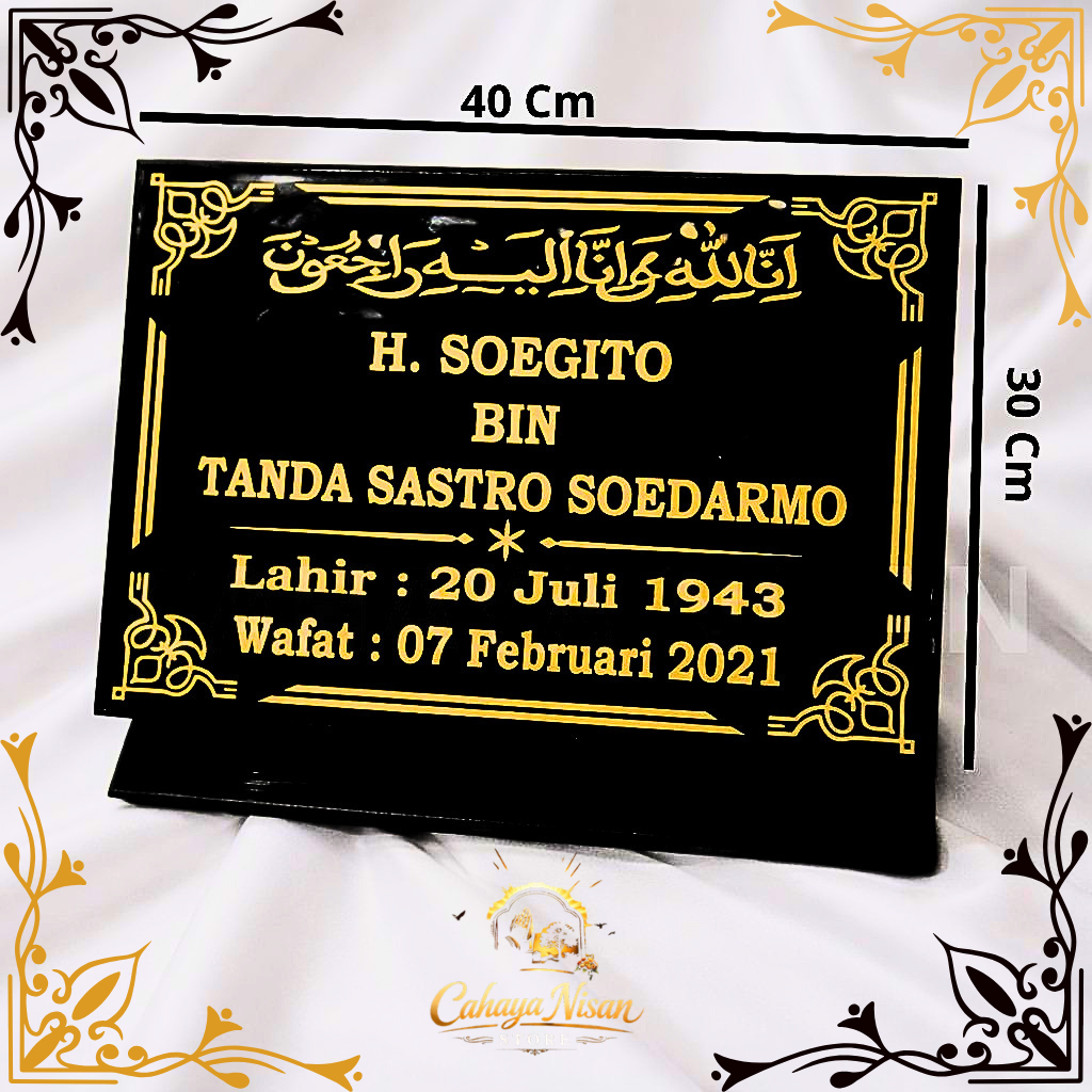 Nisan makam - Nisan Makam Ukuran 30X40 Bentuk Toga Bahan Granit Premium Quality