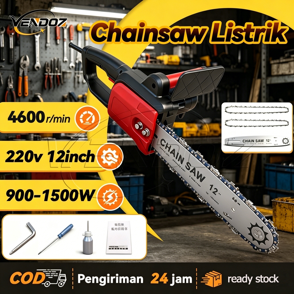 VENDOZ 6/12 inch Cordless Mini Chainsaw Gergaji Mesin Pemotong Kayu Chainsaw Listrik Gergaji Kayu 22