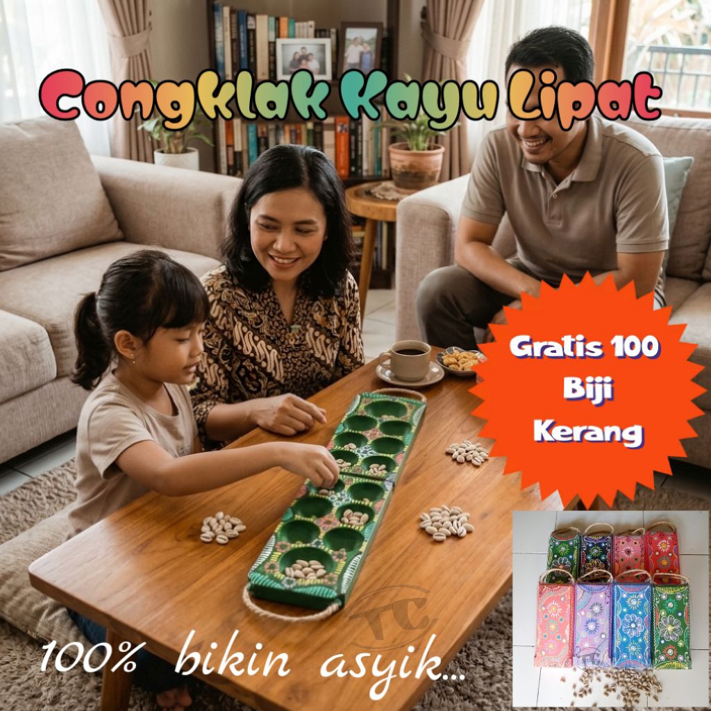 Congklak Kayu Lipat Congklak mainan