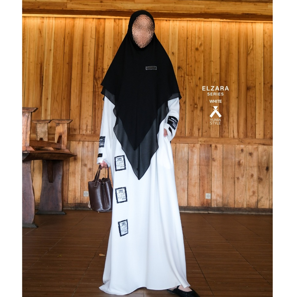 ELZARA WHITE BY YUNIA SYARI | DRESS MUSLIMAH MEWAH | SET BAJU MUSLIM | ABAYA | BERGO | FRENCH SQUARE