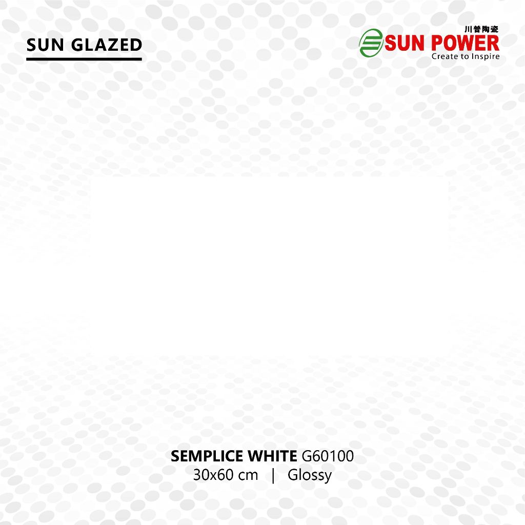 SUN POWER Semplice White 30x60 Glossy – Keramik Tiles (Sun Glazed Tiles) Lantai & Dinding Sun Power 
