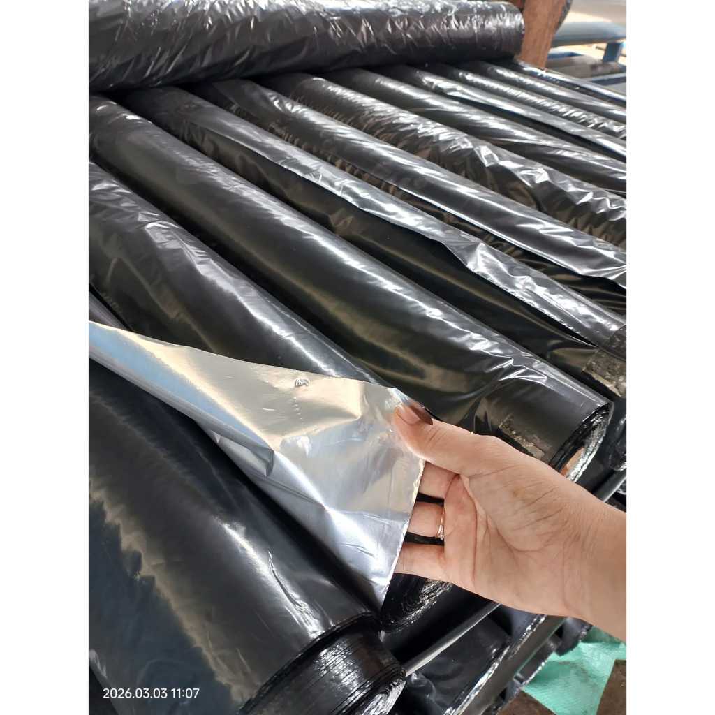 Mulsa Hitam Perak Metalis Lebar 140cm/Plastik Tanaman/plastik bedengan