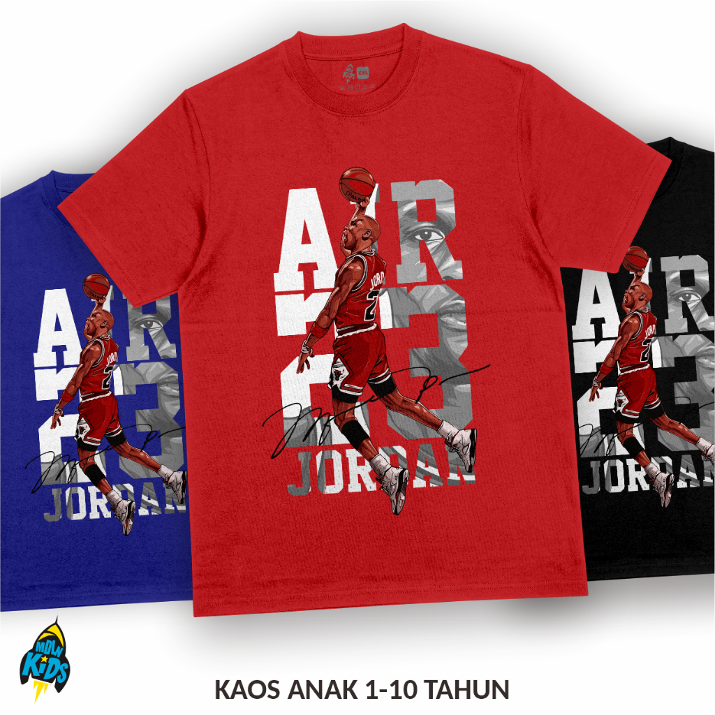 Kaos Anak Air Jordan #23 Usia 1-10 Tahun cotton combed 30s Adem