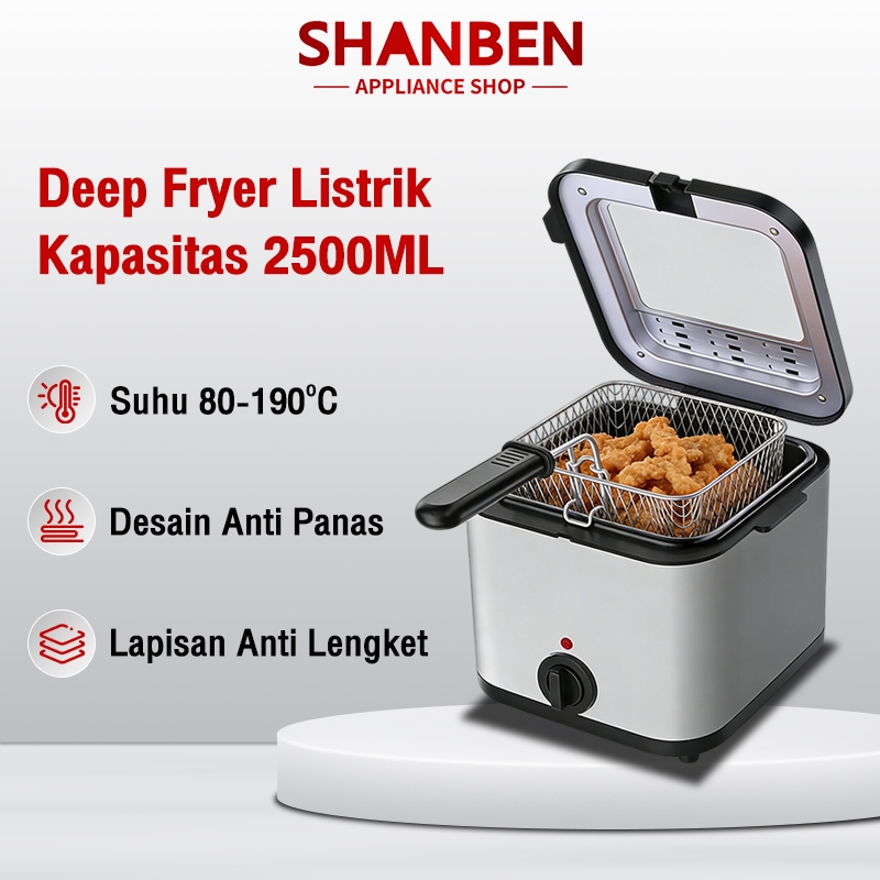 SHANBEN Penggorengan rumahan, penggorengan listrik, khusus untuk menggoreng kentang goreng (french f