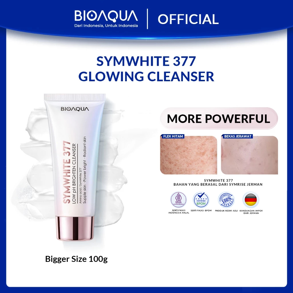 BIOAQUA Facial Wash SymWhite 377 Low PH Brightening Cleanser Sabun Cuci Muka 100g