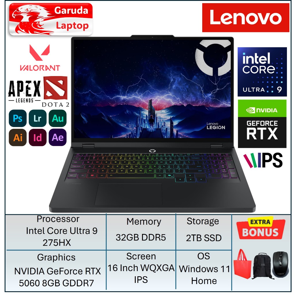 Laptop Gaming Lenovo Legion 5i 16 Intel Core Ultra 9 32GB 2TB RTX5060 16 Inch WQXGA Win11Home
