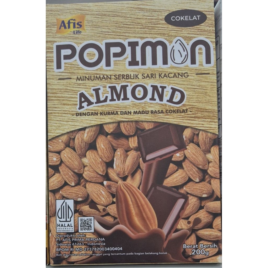 Minuman Serbuk Sari Kacang Almond Dengan Kurma Dan Madu Rasa Cokelat AFIS LIFE Popimon Almond Pollen