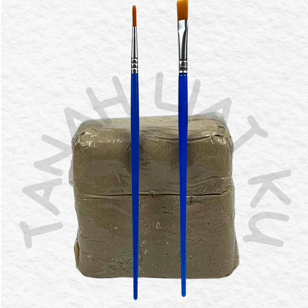 TanahLiatKu Tanah Liat Stoneware Light Natural Clay + Kuas Set Modelling