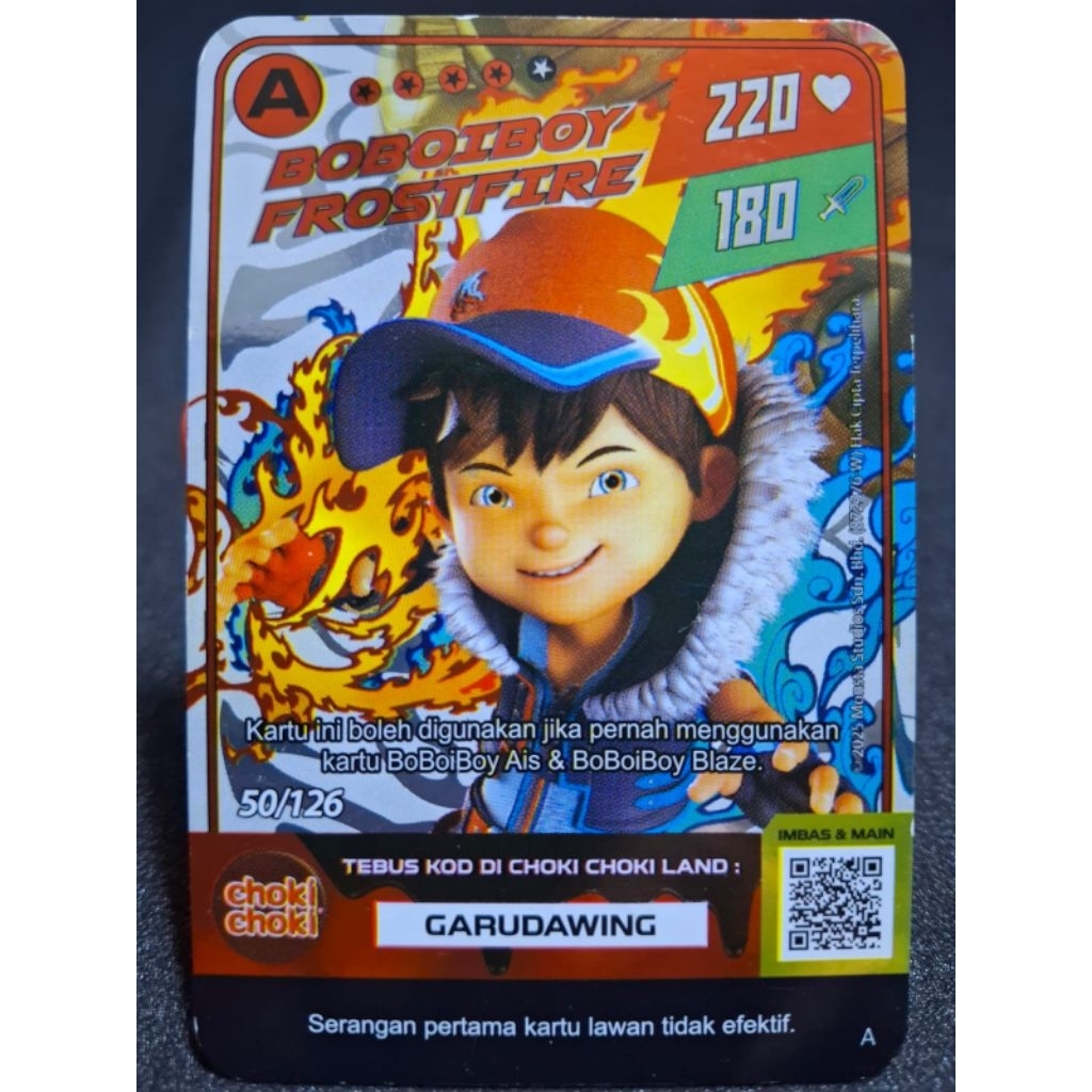 KARTU HOLOGRAM BOBOIBOY FROSTFIRE MONSTA GALAXY CARD (A50/126)
