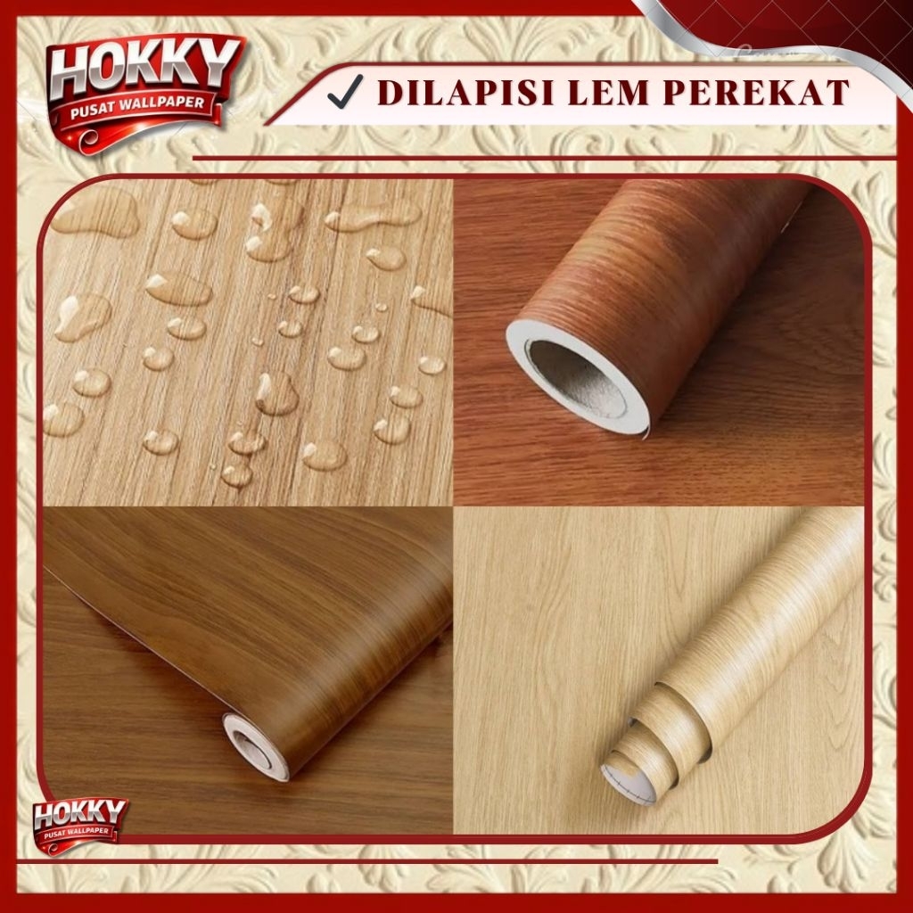 Wallpaper Dinding Motif Serat Kayu Jati Wallpaper Stiker Kayu Panel Anti Air Lem Kuat Mudah Pasang