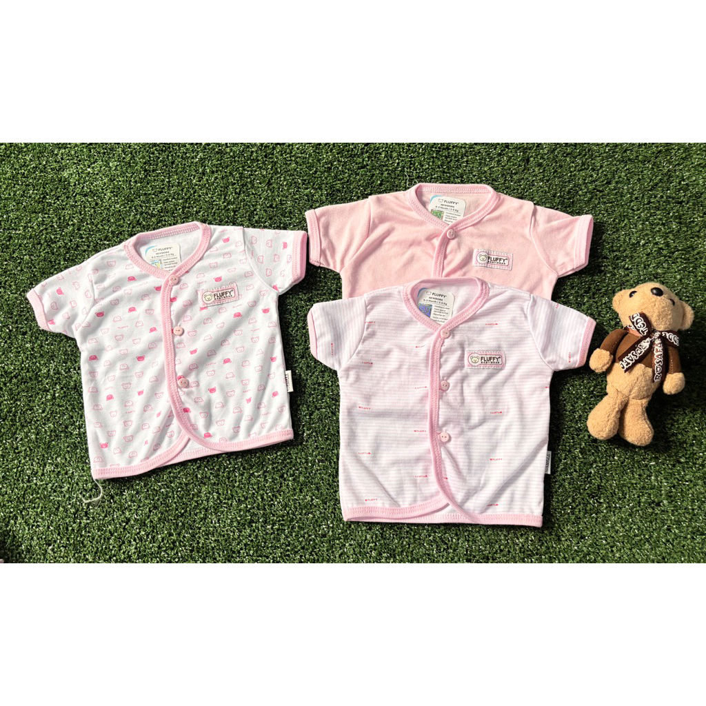 set 3 pcs baju bayi new born 0-3 bulan merk fluffy fluffy baby wear