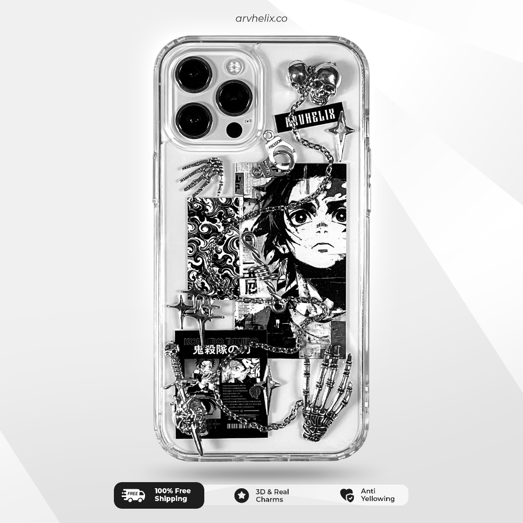 ARVHELIX - Demon Slayer: Kimetsu no Yaiba Casing HP Bening Anti Kuning Premium Slim Clear Case Shock