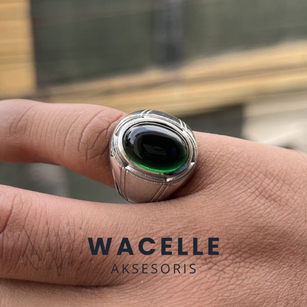 CINCIN BATU AKIK GREEN AQUAMARINE MEWAH KEREN