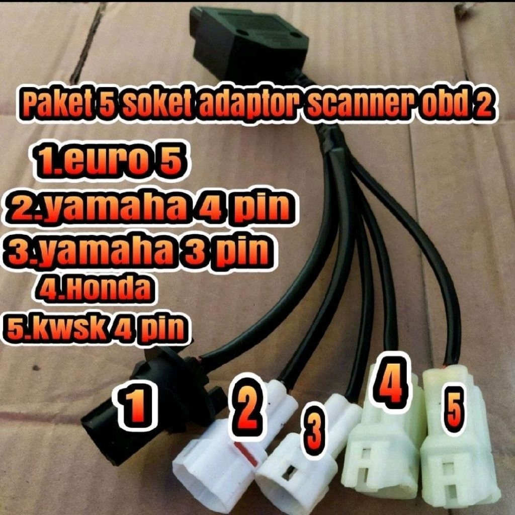 adaptor scanner obd 2 1in5 soket riset motor sesuai gambar diatas