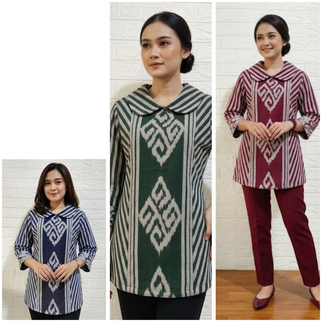 blouse tenun wanita lengan panjang - atasan tenun wanita