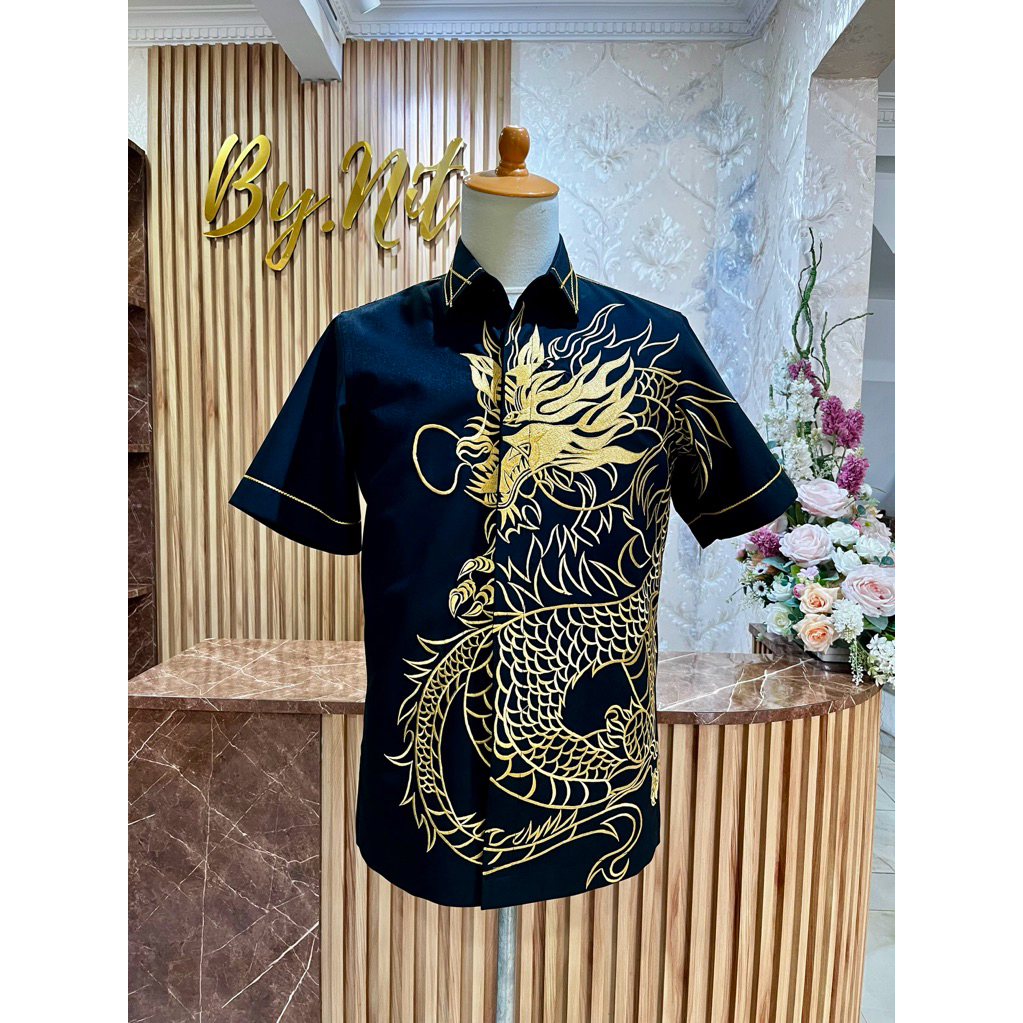 kemeja pria bordir naga handmade